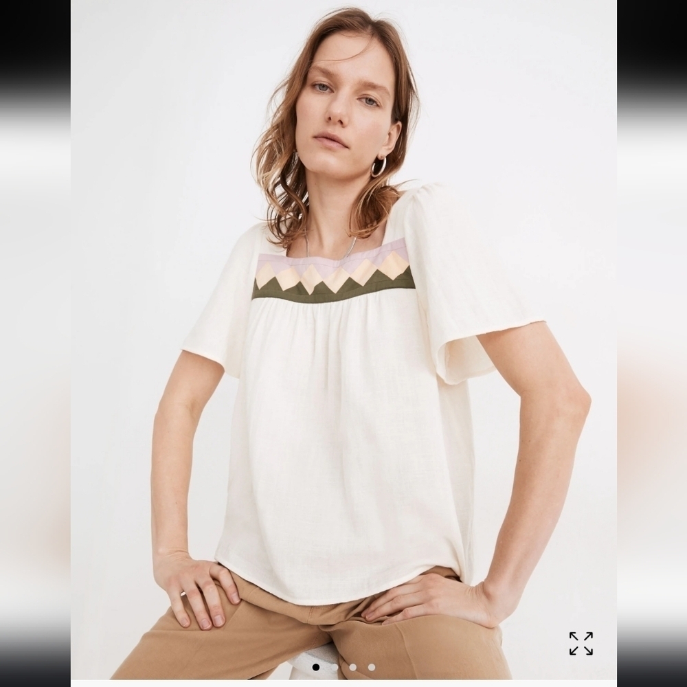 Madewell Patchwork Square Neck Top